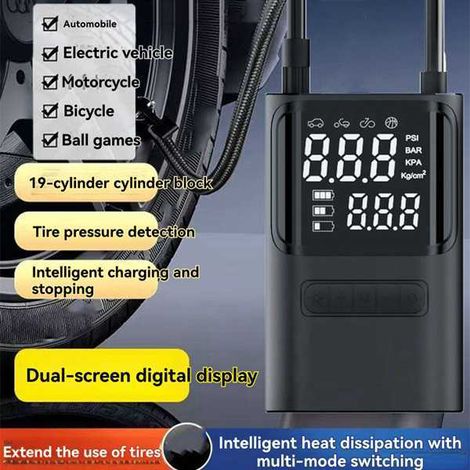 New portable air pump for cars, tire inflator for electric bikes/motorcycles, mini cordless air pump (1/5)