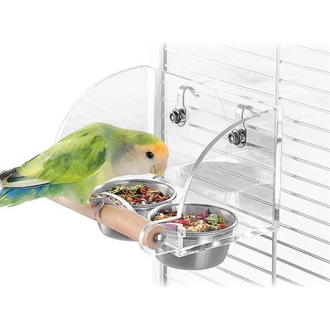 Cette mangeoire pour cage à oiseaux est équipée d'un double abreuvoir et d'une mangeoire en acier inoxydable - les calopsittes (1/5)