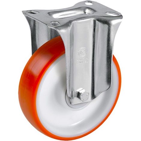 Roulette fixe diamètre 80 mm roue polyuréthane rouge roulement à billes - 130 Kg (1/3)