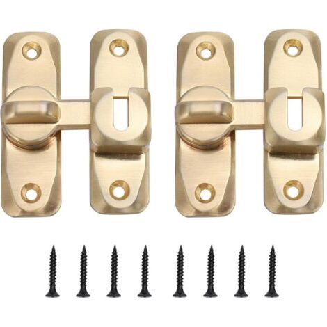 QORVA-Serrure de porte coulissante à 90/180 degrés, 2 boulons de porte moustiquaire de taille mini, serrure de porte de grange, boulon d'angle de sécurité en alliage de zinc pour jardin
