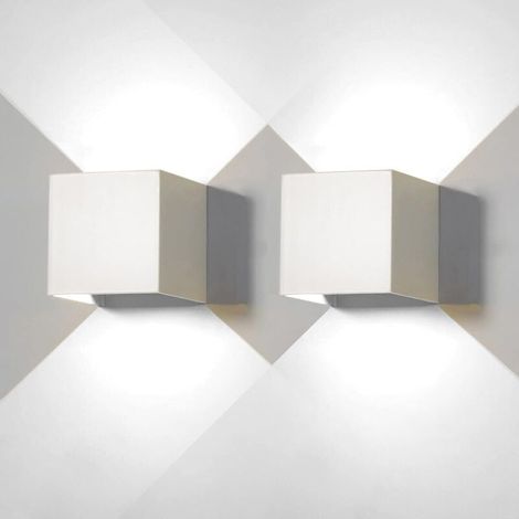 Lot de 2 appliques murales LED pour une utilisation intérieure et extérieure, lampes murales extérieures modernes, blanches (1/5)