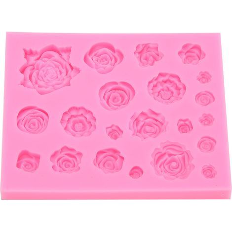 Moule en silicone en forme de rose pour décorer chocolat, fondant et pâte à modeler. (1/5)