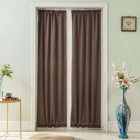 Französischer Türvorhang, Verdunkelung und Wärmedämmung, geeignet für Fenster/Wohnzimmer/Türen/Klassenzimmer, zum Schutz der Privatsphäre (64183 cm, braun). (1/5)