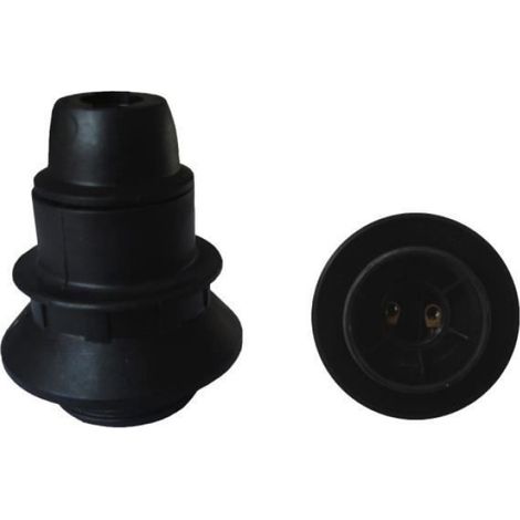 Douille E14 thermoplastique 1 bague noir (1/4)