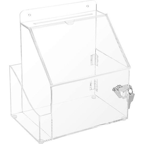 Vorschlagsbox aus Acryl mit Schloss, wandmontierte Spendenbox aus Acryl mit Posterschlitz (12,7 x 17,8 cm), transparente Tisch-Sammelboxen (1/5)
