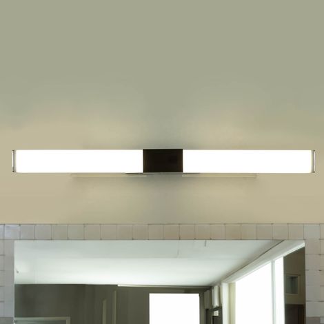 LED Spiegelleuchte Edelstahl 60 cm breit IP44 Chrom Weiß länglich 4100 K neutralweißes Licht