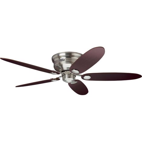 Ventilateur de Plafond Nickel Brossé Profil Bas avec Chaînette, 132 cm, 52 pouces (1/2)