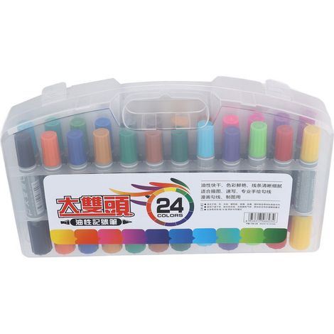 Marker Pen Large Double Head Waterproof Whiteboard Pencil for Graffiti Writing Coloring24 Pcs (1/5)