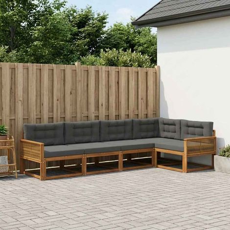 vidaXL Ensemble de canapés d'extérieur 5 pcs Naturel et Anthracite (1/5)