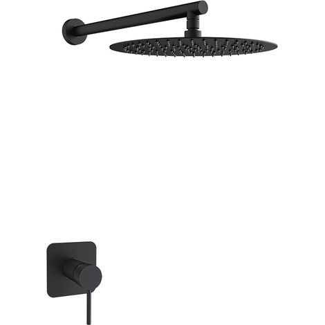 Conjunto monomando empotrado para ducha 1 vía con rociador - Mamma Mia - Ramón Soler Acabado: Negro mate (1/2)