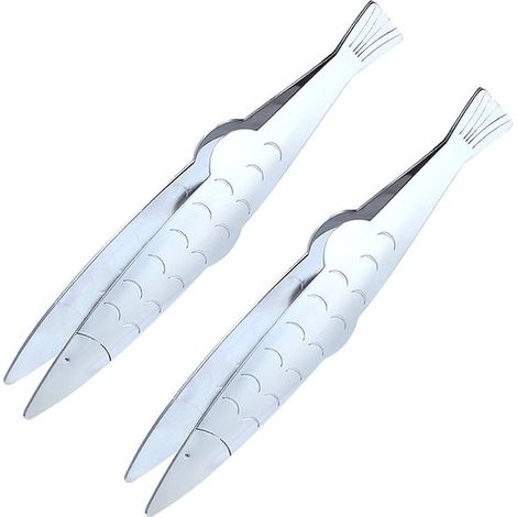 Pinzette in acciaio inox a forma di pesce in 2 pezzi, per rimuovere le lische di pesce, pinzette per lische di pesce in acciaio inox, pinzette da cucina multifunzionali per rimuovere le lische di pesc (1/5)