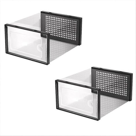 Boîte de Rangement à Chaussures Noire, Transparente et Empilable, Coffret de Rangement pour Chaussures, Boîtes Transparentes Pliables, Lot de Rangement pour Souliers, Noir (1/5)