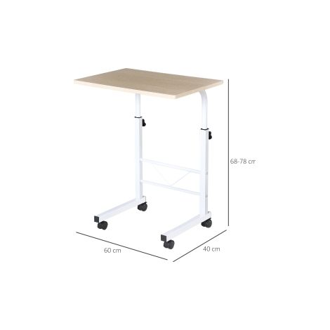 Table d'appoint C mobile en bois aggloméré et acier, réglable en hauteur, avec roulettes et freins, pour salon, canapé et bureau (1/5)