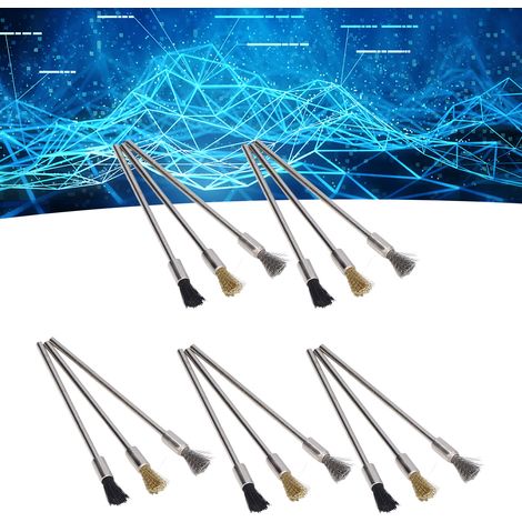 Ensemble de 15 pièces comprenant des brosses en fil d'acier de 100 mm, des brosses en nylon et des brosses en fil de cuivre (5 de chaque type). (1/5)