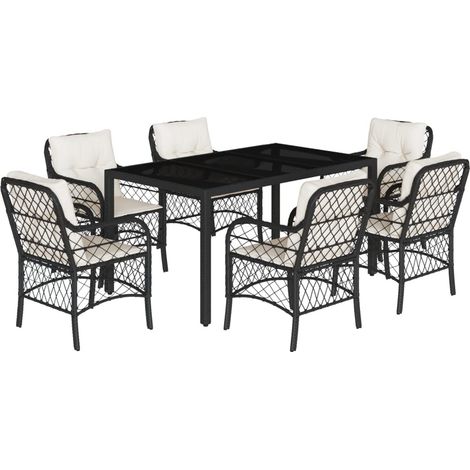 Maison Exclusive - Set de comedor de jardín 7 pzas y cojines ratá (1/5)