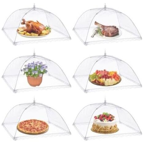6pcs Cloche Alimentaire Pliable Anti-mouche Couvercle de Nourriture en Maille Pliant Tente Parapluie Anti-insectes Anti-moustiques Protection pour Barbecue Pique-nique Aliments (1/4)