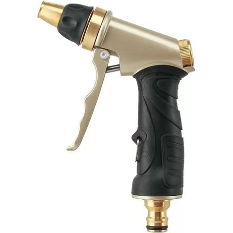 Pistolet d'arrosage en laiton, jet réglable haute pression, adapté au lavage de voiture, jardin, terrasse et animaux (1/5)