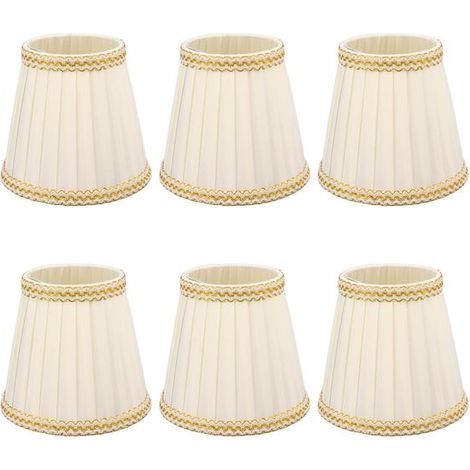 Lot de 6 petits abat-jour à clipser en tissu pour lustres et ampoules. Accessoires d'éclairage. (1/5)