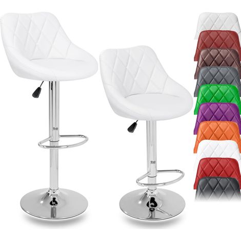 TRESKO Juego de 2 taburetes de bar, blancos, giratorios 360°, altura del asiento regulable 60-80 cm (1/5)