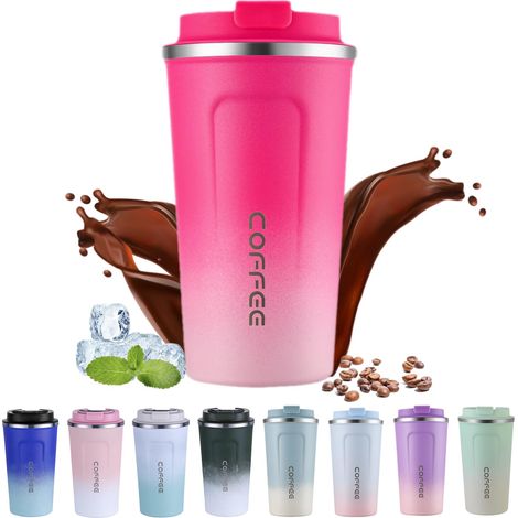 Tasse de voyage isotheme en acie inoxydable 510ml - Tasse à café themique à double paoi avec couvecle étanche, gobelet potable pou boissons chaudes et foides (1/3)