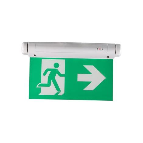Luce di emergenza bifacciale da 3 W, pittogramma destro/sinistro, montaggio a soffitto o a parete (1/3)