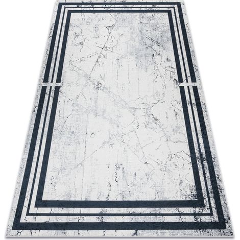 Tappeto lavabile ANDRE 1023 Telaio Marmo antiscivolo - nero / bianco white 160x220 cm