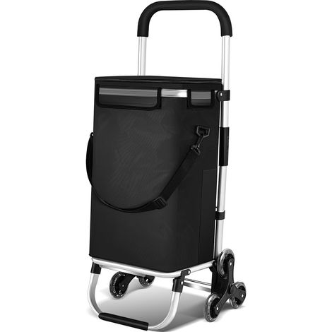 Randaco Chariot de course pliable à 6 Roues Chariot pliable portable en aluminium monte escalier pour charges lourdes 40 litres (1/5)