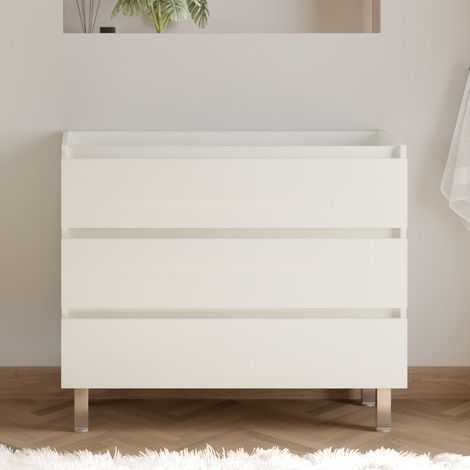 Meuble sous vasque seul, 3 tiroirs, 100cm, pour simple vasque - blanc brillant - MAYOR (1/4)