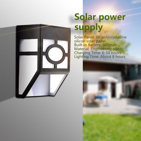 Solar-Wandleuchte mit 2 LEDs für die Außendekoration von Garten, Einfahrt und Zaun – warmweißes Licht (1/5)
