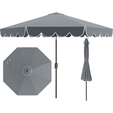 Sombrilla de terraza 300 x 251 cm con inclinación regulable y manivela diseño elegante en poliéster gris 200012984