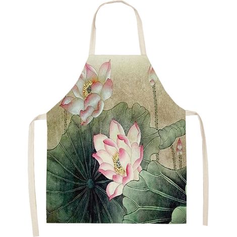 Tablier De Cuisine - Motif Floral Imperméable - Pour Cuisson Et Pâtisserie - 68x49cm (1/2)