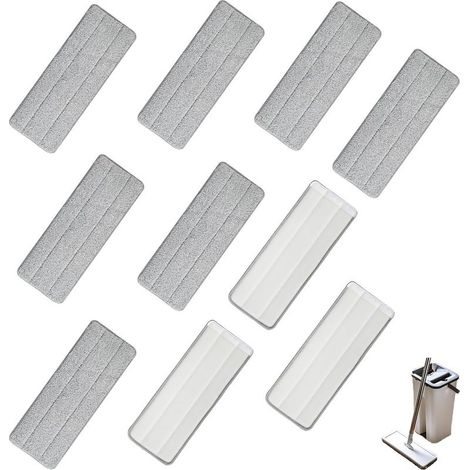 10 pièces Housse de Nettoyage de Rechange,serpillere Microfibre pour Balai serpillère,mop Remplacement des tampons,Tampon de Nettoyage de tête de Balai de ménage en Microfibre 32 x 12 cm (1/5)
