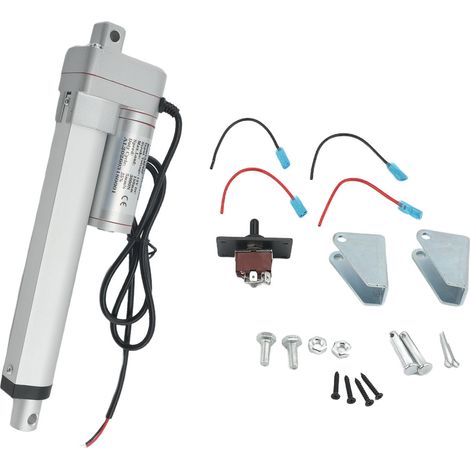 Kit actionneur électrique et interrupteur, moteur CC, colonne télescopique, mouvement linéaire réduit 3000 N pour système de levage d'ouvre-porte automatique, course de 150 mm/6 pouces (1/5)