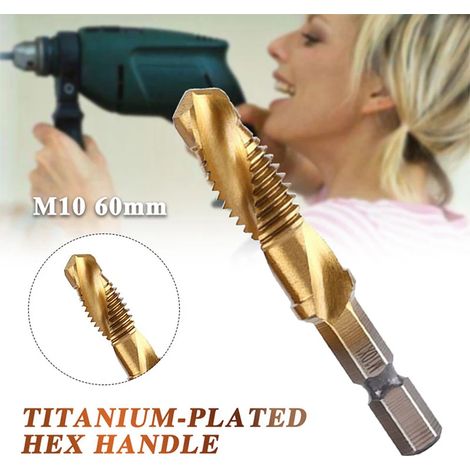 Juego de brocas de roscar hexagonales HSS con revestimiento de titanio, brocas para tornillos, machos de roscar compuestos M3 M4 M5 M6 M8 M10, herramienta manual (6 piezas/juego, 1 juego en total)