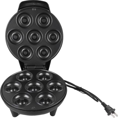 Elektrischer Donut-Maker (1200 W), 7 antihaftbeschichtete Förmchen für Frühstück, Desserts und Snacks, 110-V-US-Stecker, Schwarz (1/5)
