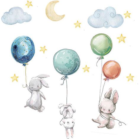 posters Dcoratifs Pour Chambre D'enfant (fille) - Motif Animaux De La Jungle + Ballon Gonflable - Gris/rose (1/5)