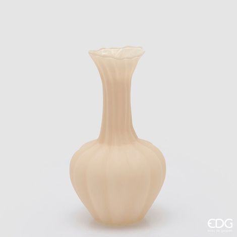 EDG Enzo De Gasperi Vaso Flow Sinuoso H 31 Cm D 17 Cm Waterproof Vetro Avorio