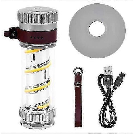 Hochwertige LED-Campinglampe, Retro-Campinglaterne, dimmbare, wiederaufladbare, tragbare Campinglampe, wasserdichte Zeltlampe (IPX5) mit Taschenlampe für Camping (Silber)