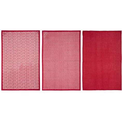 Lot de 3 Torchons "Imprimé" 45x70cm Rouge (1/4)