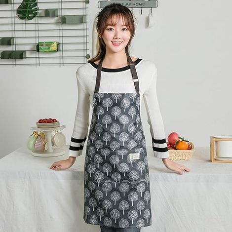 HONORNIC - Ensemble de 3 tabliers pour femmes avec poches, ajustables, en PVC imperméable, pour la cuisine, la pâtisserie et le ménage. (1/4)