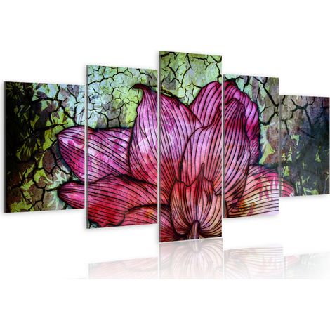 Tableau Imprimé "Vitrail Fleuri" 50 x 100 cm (1/2)