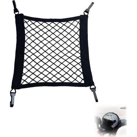 Filet Moto Bagage, 30×25cm Filet Casque Moto Élastique pour Scooter Électrique, Vélos et Voiture Filets Rangement Voiture pour Bagages (1/5)