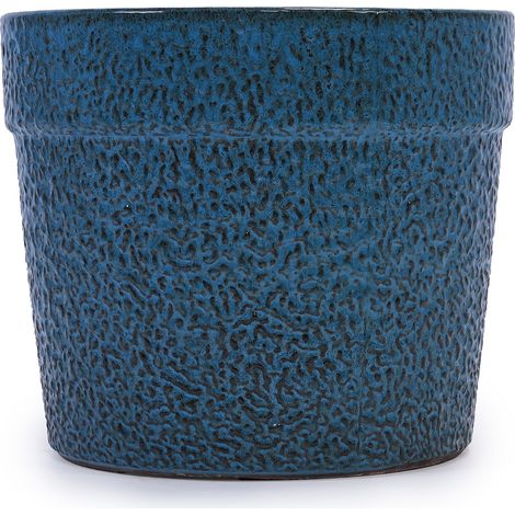 Set di 3 vasi in ceramica fatti a mano, blu invecchiato lucido, Ø 38,1/30,5/22,9 cm (1/5)