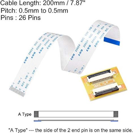 FFC 26 broches, pas de 0,5 mm, longueur 200 mm pour TV LCD, autoradio, lecteur DVD, ordinateur portable (1/5)