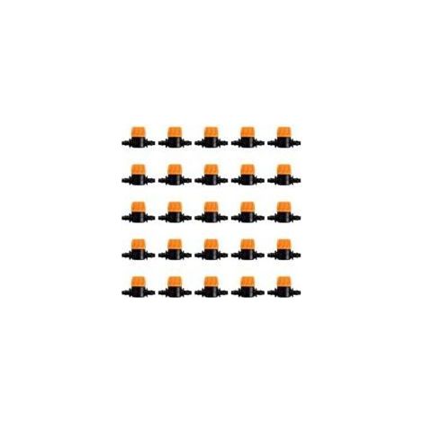 25 Pièces 4/7 Vanne D'irrigation, Mini Valves de Contrôle pour Tuyau d'arrosage 4/7mm, Valves d'arrêt Cannelées 1/4 Pouce Tuyau d'irrigation Goutte à Goutte, Mini Tuyau Vanne d'eau Travers (1/4)