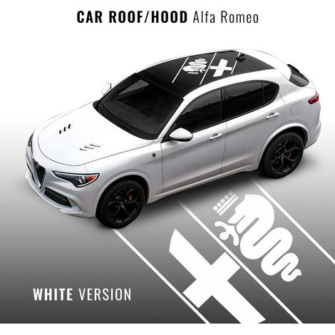 Decorazione Adesiva Universale Alfa Romeo per Carrozzeria - Colore: BIANCO