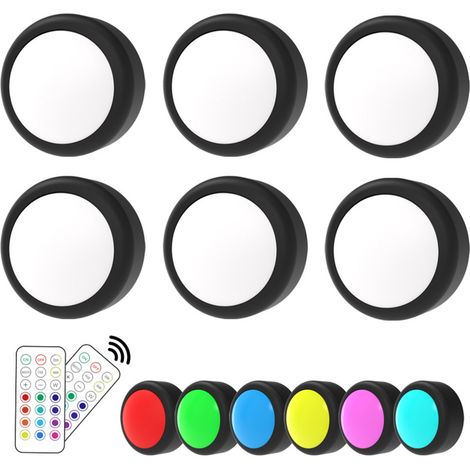 6er-Pack LED-Unterbauleuchten mit Fernbedienung, Farbwechsel, batteriebetrieben, zum Aufkleben