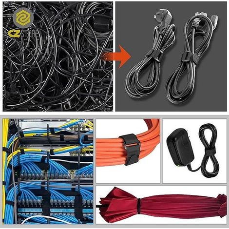 Set di 10 fascette per cavi riutilizzabili - lunghezza 45 cm con chiusura in plastica