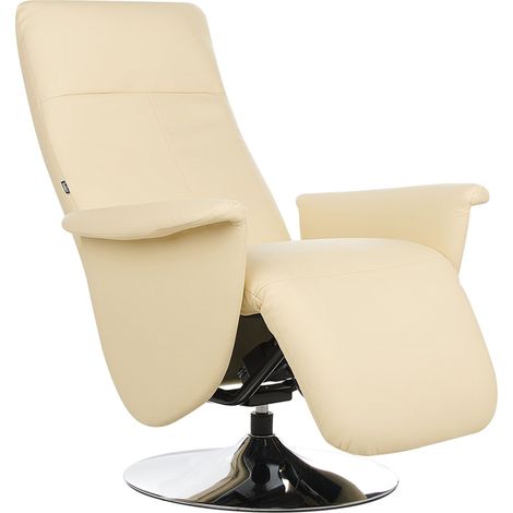 Poltrona reclinabile ergonomica regolabile in ecopelle Base in metallo Beige chiaro PU Prime (1/5)