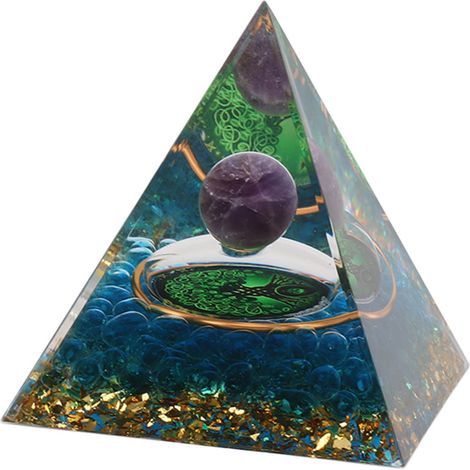 Pyramide en cristal de 6 cm en résine époxy, générateur d'énergie positive pour soulager le stress, favoriser la guérison et la méditation, attirer la richesse et porter chance. Décoration de chambre. (1/5)
